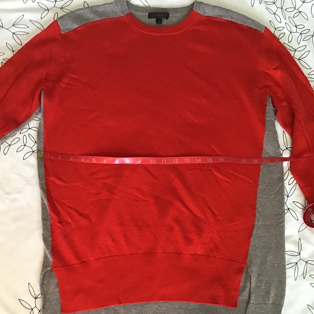J Crew red gray color locked wool sweater size med